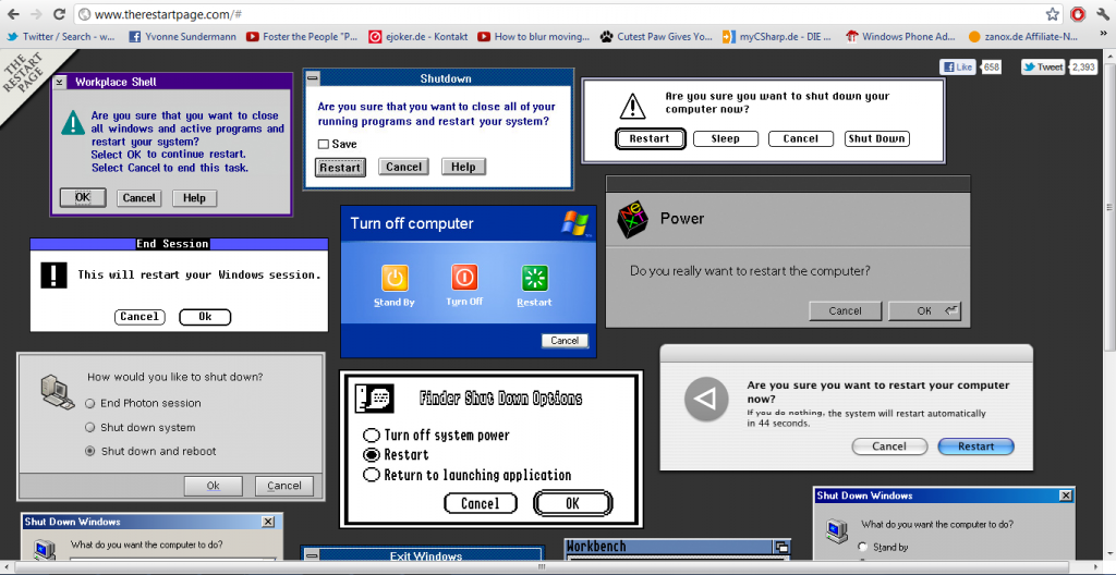 The Restart Page – restart as the whim takes you