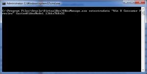 Virtualbox Manage Set Videoresolution