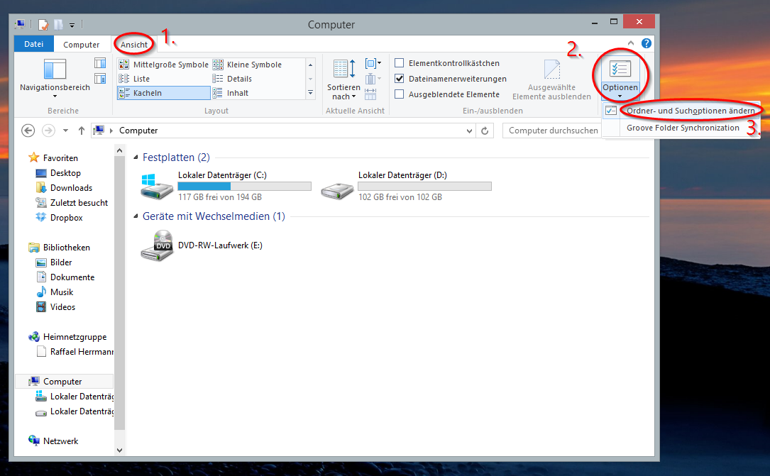 view placement bar in windows 8