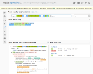 Regex 101 Tester