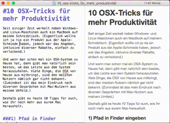 Text rechteckig markieren in OSX