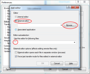 how to setup a custom text editor in WinSCP - step 5