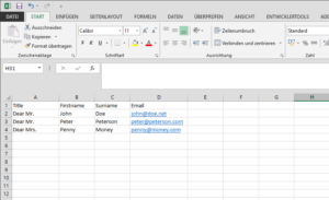 Prepare contact list for form mail